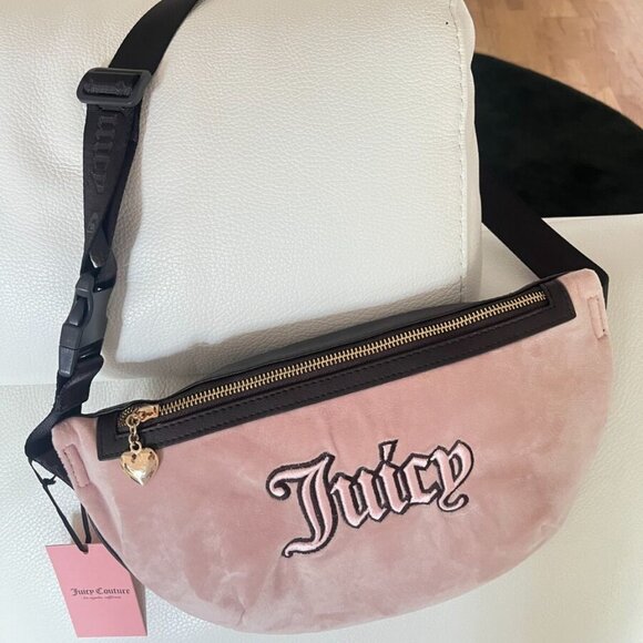 Juicy Couture Queen of Everything Fanny Pack Sling Crossbody Pink Blush Brown - Picture 1 of 7